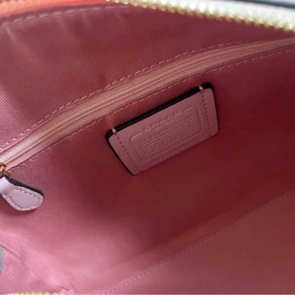 Coach Rowan Satchel Bag In Signature Canvas Powder Pink CV961 - Picture 7 of 7